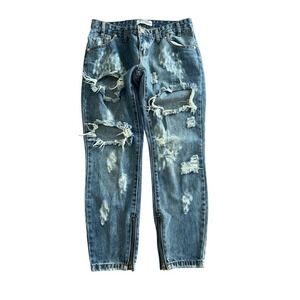 ONE x‎ One Teaspoon FREEBIRDS Distressed Ripped Zipper Jeans Size 27